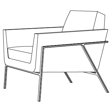 Stilt Coupe Lounge Chair Anodized Aluminium with Upholstery