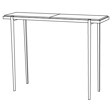Lark Console, 42 inches wide: Hand Forged Iron Base with Stone Top