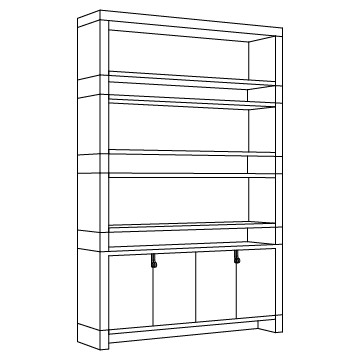 Huron Bookcase, 64 inches wide: Oak or Ash with 1 Bay