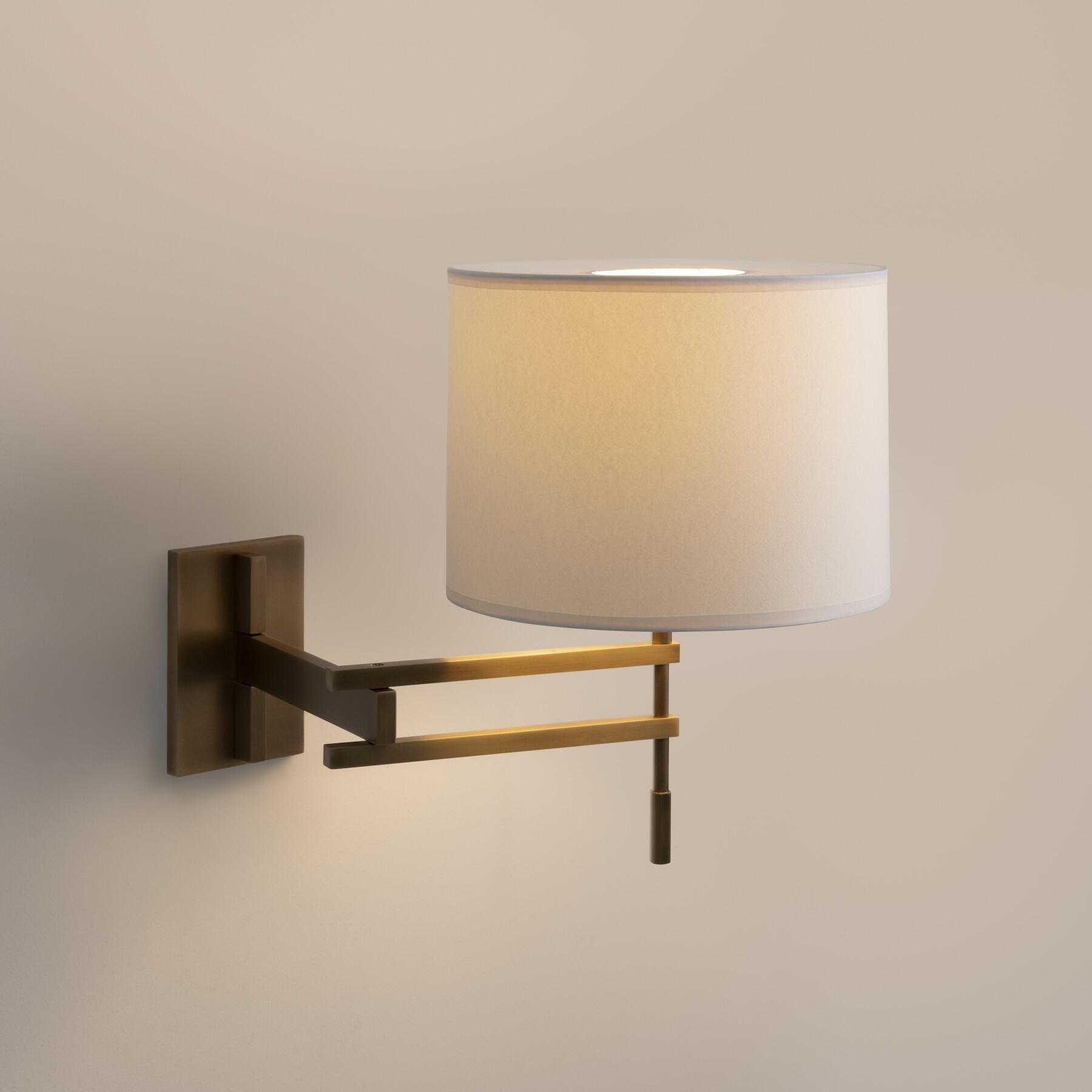 Signature Swing Arm Sconce, Light Bronze with Aquarelle Diffuser Shade