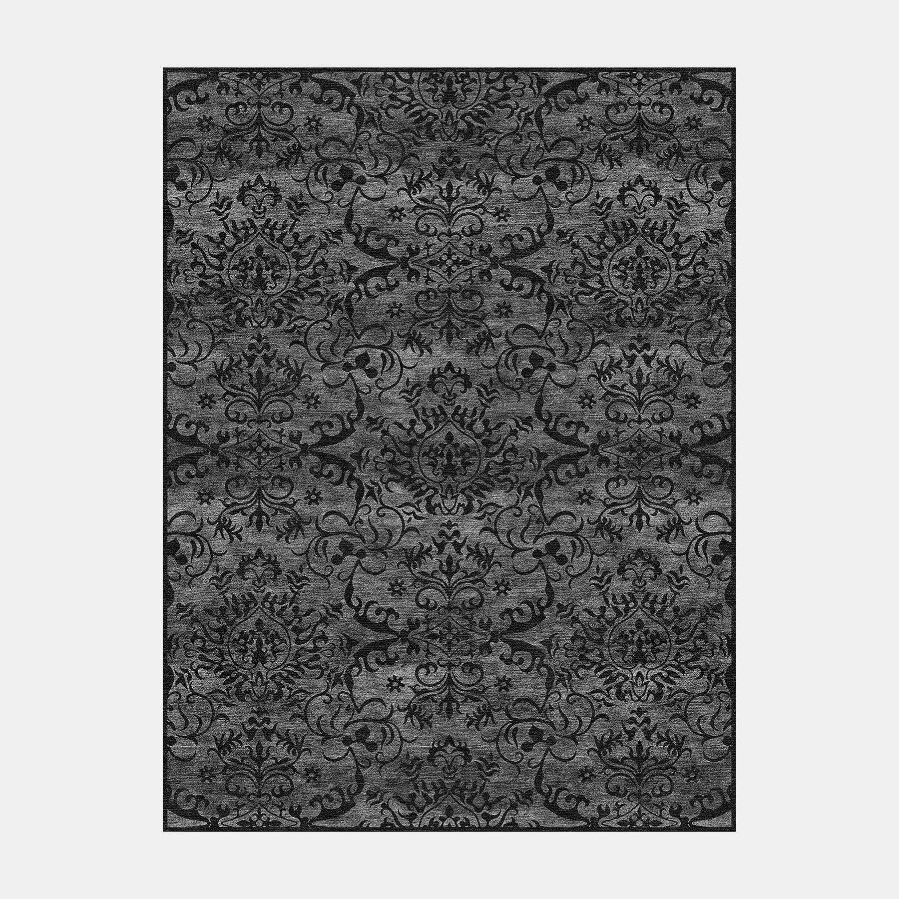 Damask with Borders Rug, Perfection/100% Wool, Perfection/100% Silk