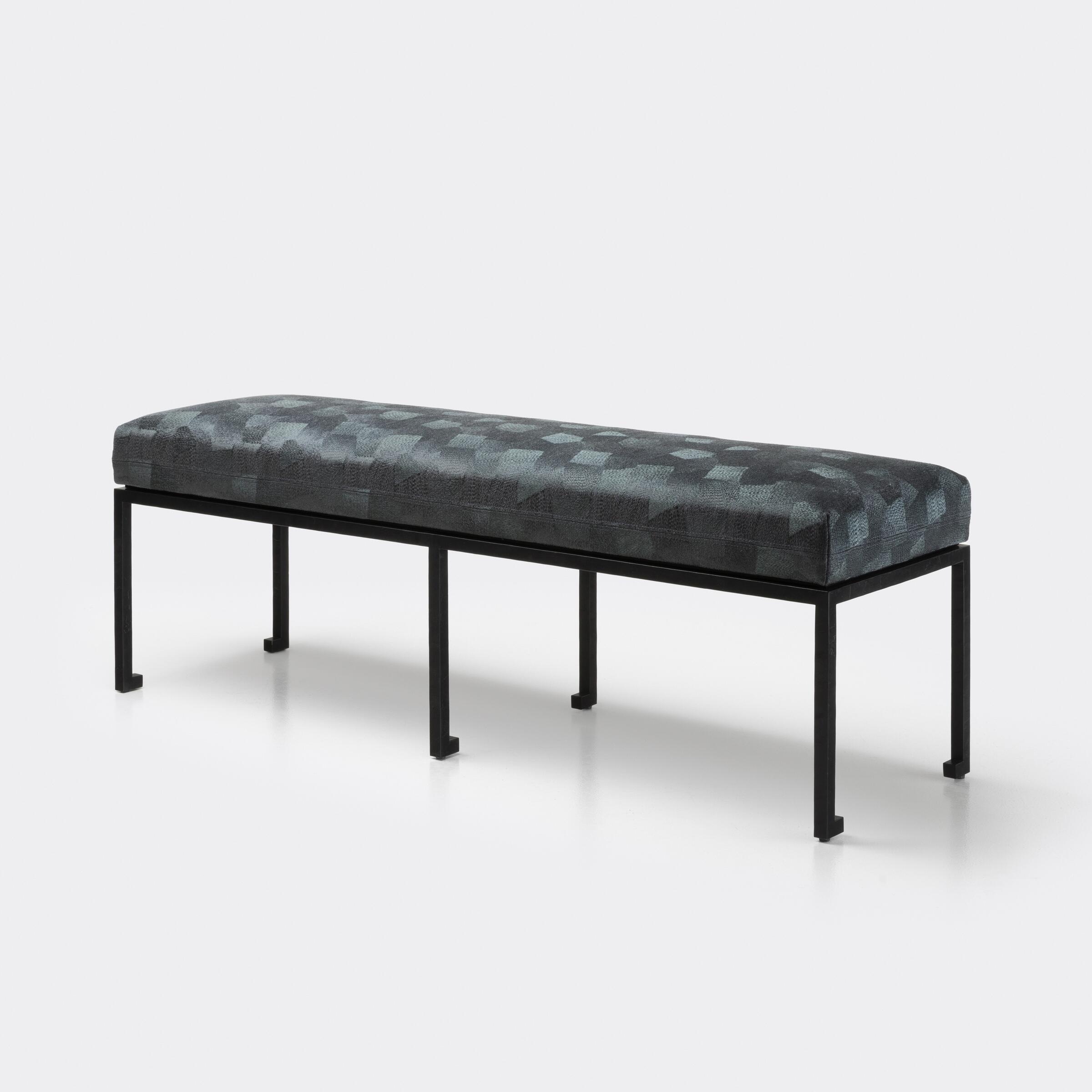 Arno Bench, 54 in, Hand Forged Iron, Geode: Marina