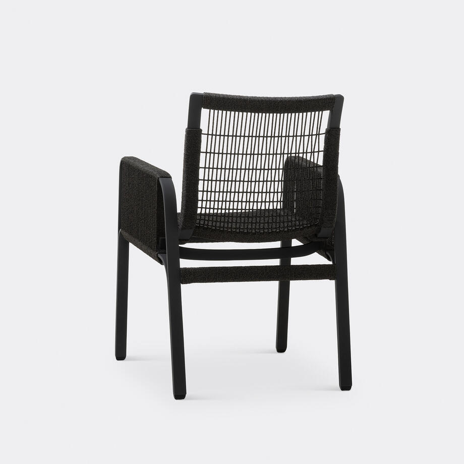 Caracal Dining Arm Chair, Raven Cord, Raven Metal