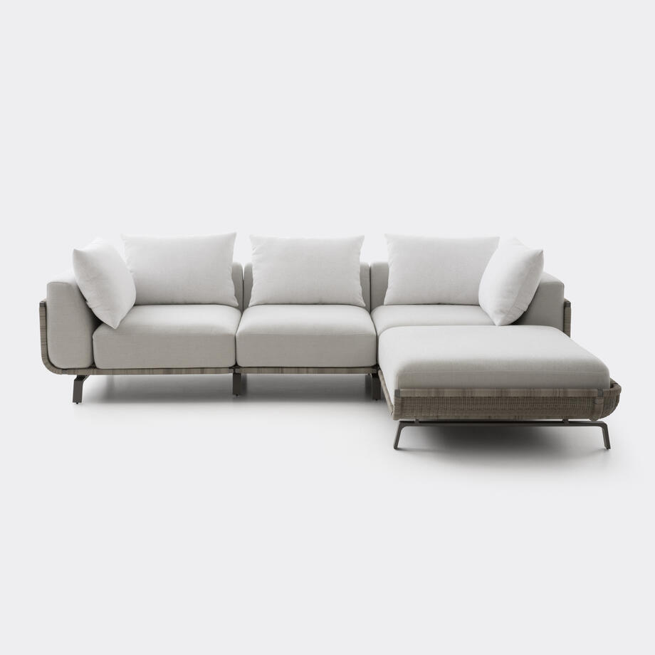 Tortuga Sectional, Oyster, Soft Canvas, Spring Snow